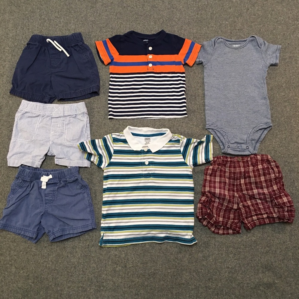 Baby Boy 18-24 Months Clothing Lot 7x Pieces Bulk Summer Preppy Stripe Casual